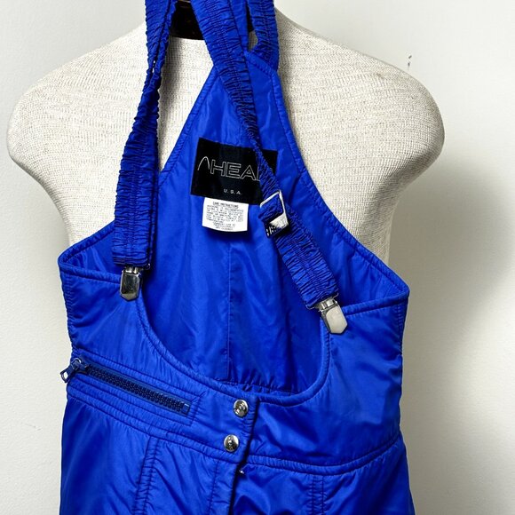 Head Blue Women's Ski Bibs Sz S-M Nylon Snow Pants Adjustable Strap Snowsuit VTG - Picture 3 of 16